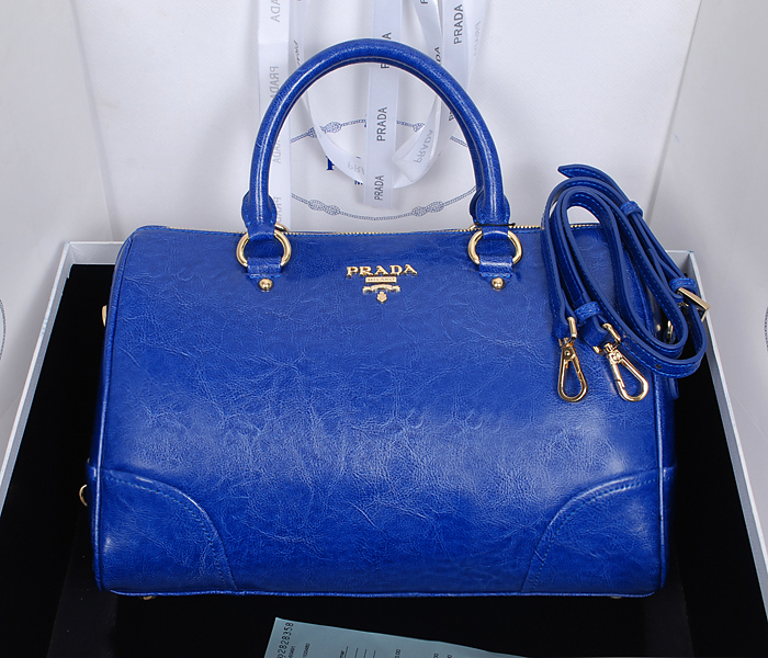 Prada borsetta in pelle blu elettrico 0822